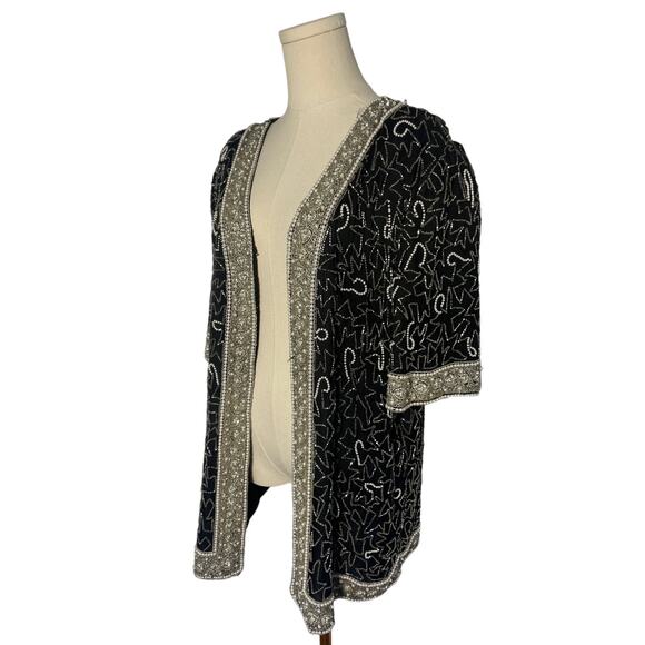Vintage 1980'S Beaded Sequin Blazer | 100% Silk | Size 1X - Picture 4 of 7
